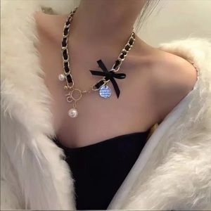 Leather Braid Pearl Number 5 Necklaces For Woman